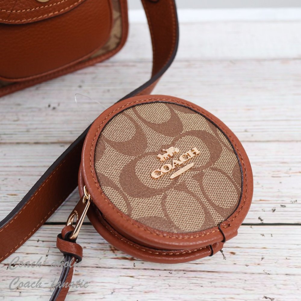 NWT Coach C5675 Pennie Crossbody With Coin Case In Signature Canvas Khaki - Picture 9 of 15